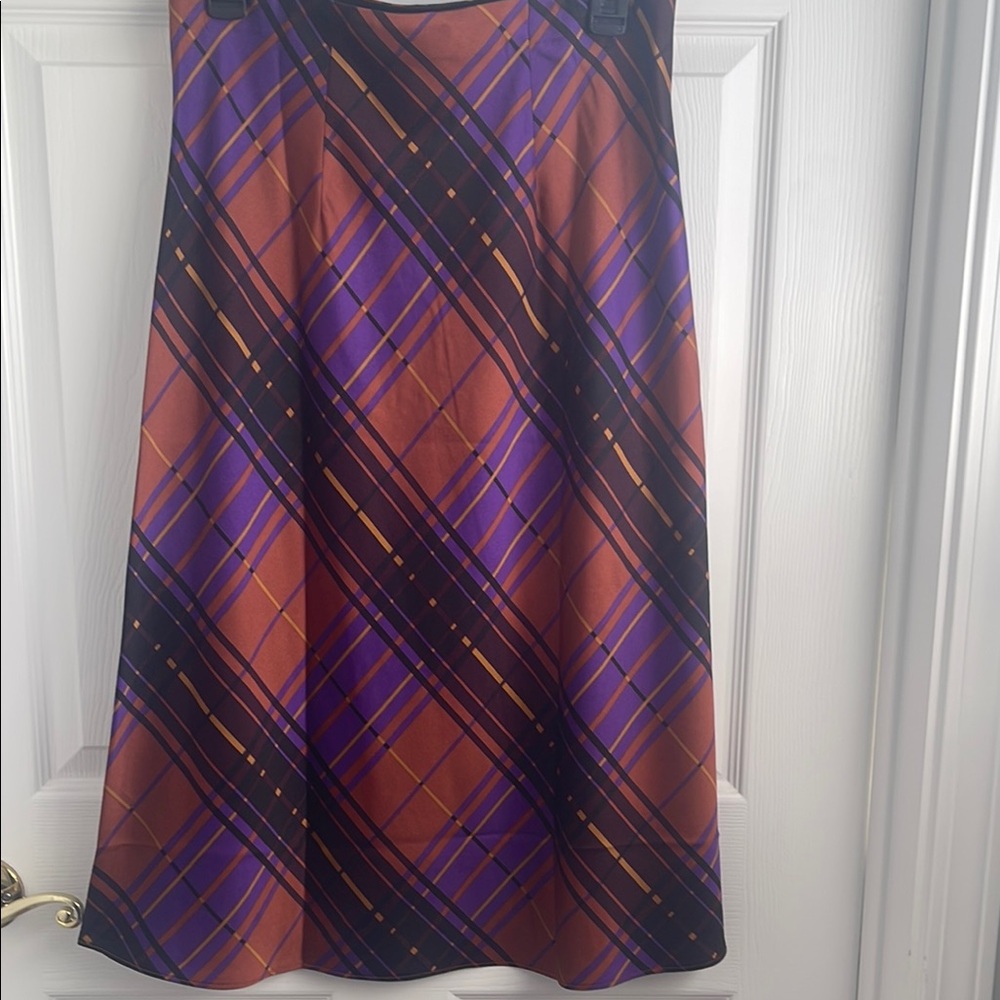 Ann Taylor Purple and Orange A-Line Skirt